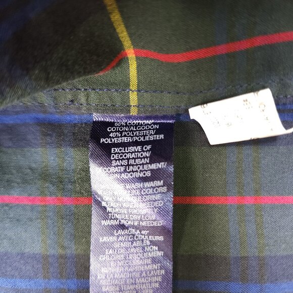 Chaps Boys Plaid Patchwork Button-Down Shirt XL 18/20 Cotton/Polyester - Picture 5 of 7